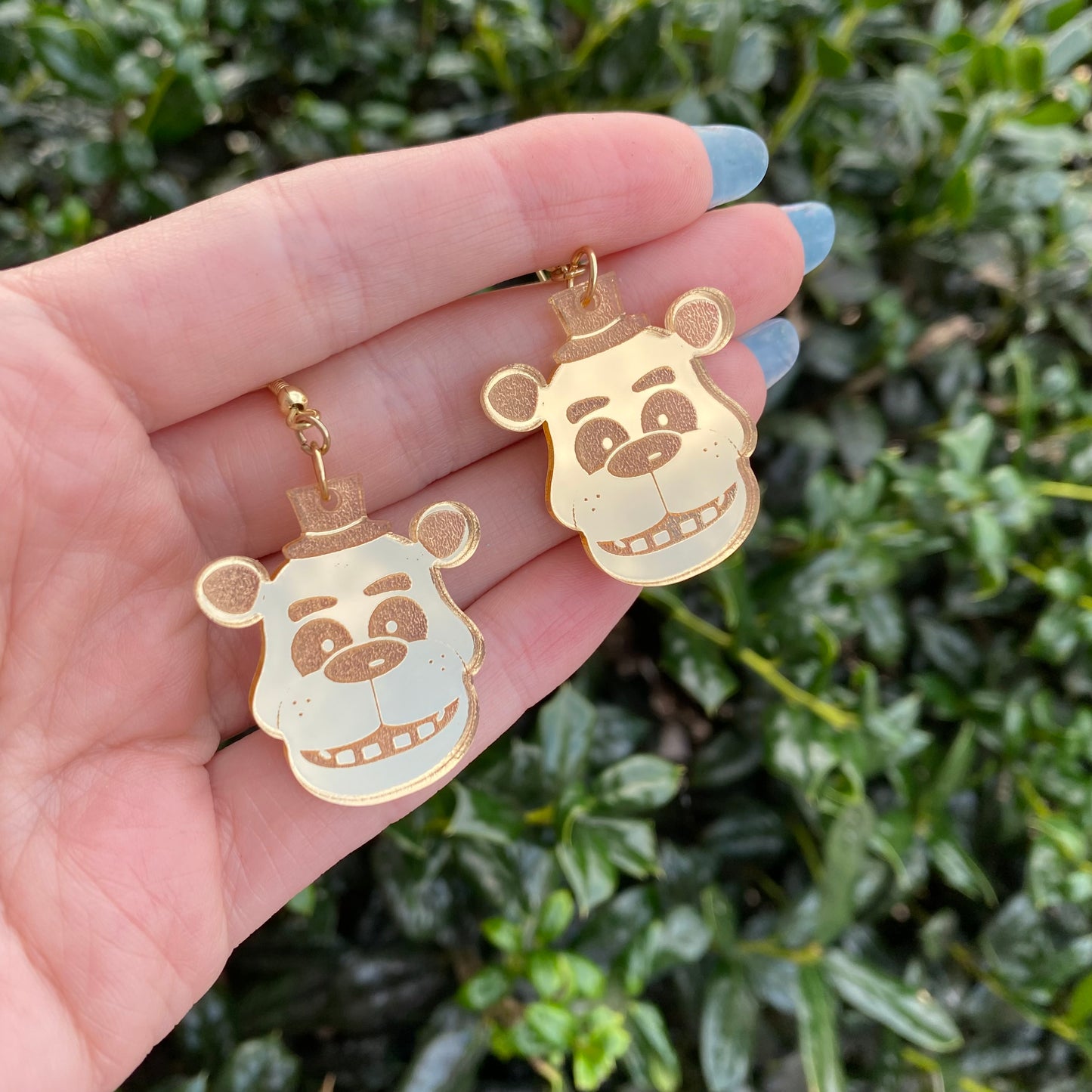 Golden Freddy Mirror Acrylic Earrings