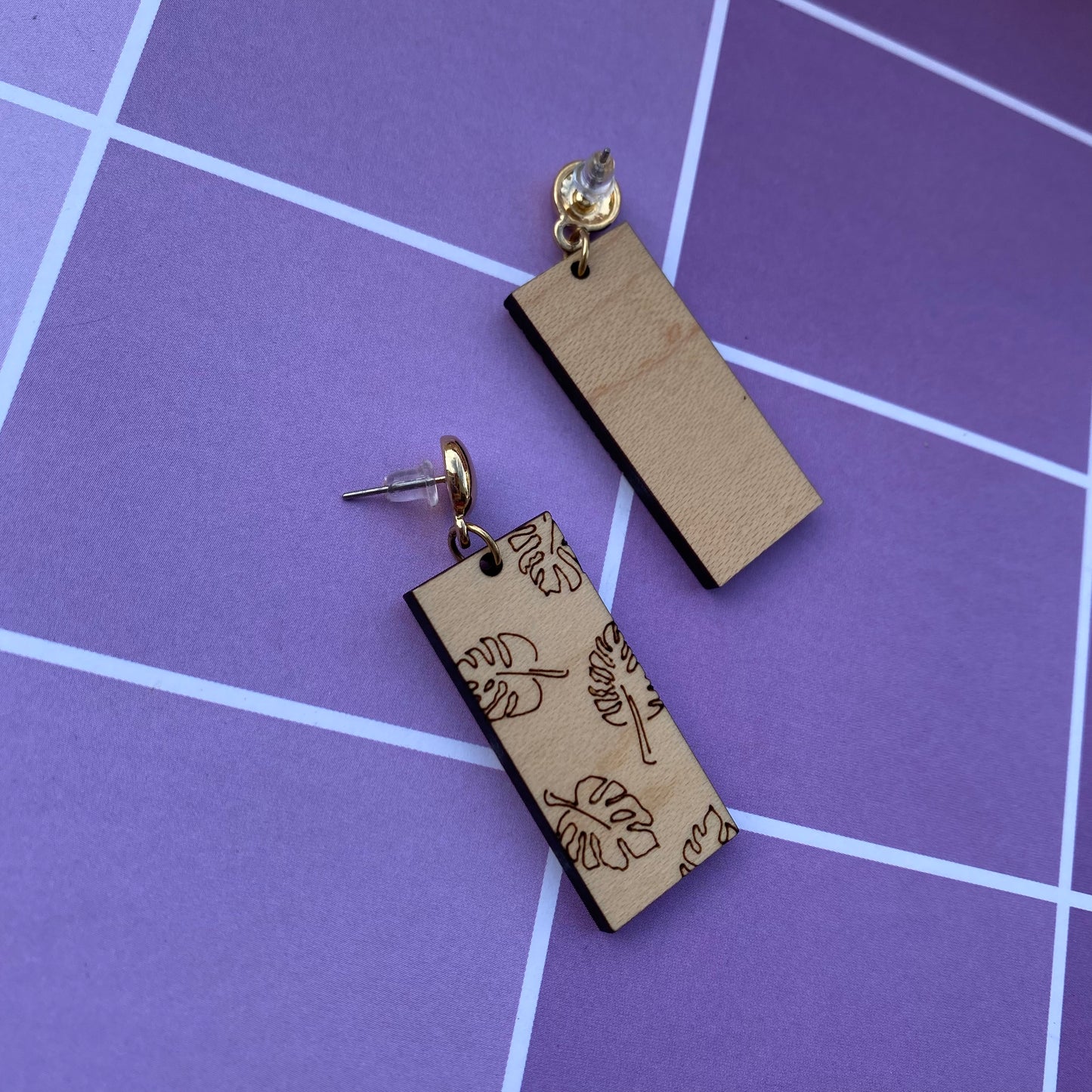 Falling Leaves Wood and Acrylic Earrings