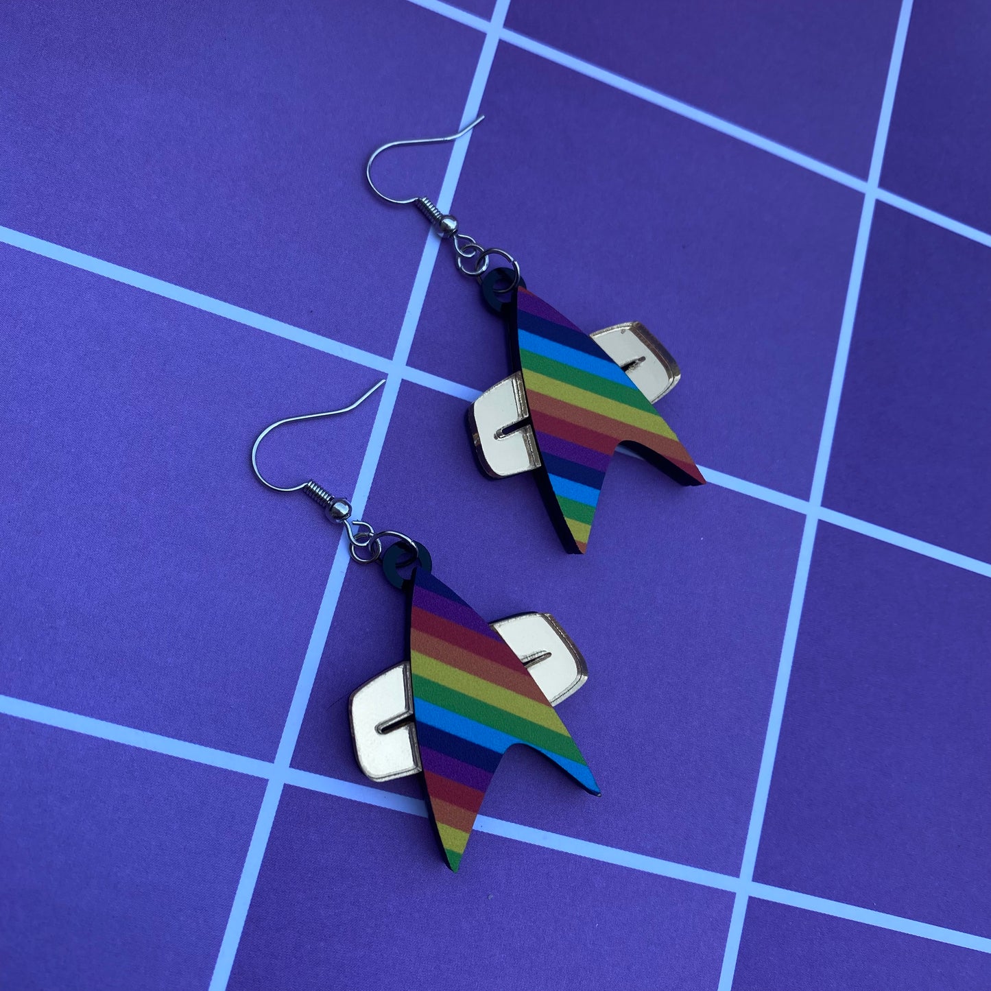 DS9/VOY Rainbow Commbadge Earrings