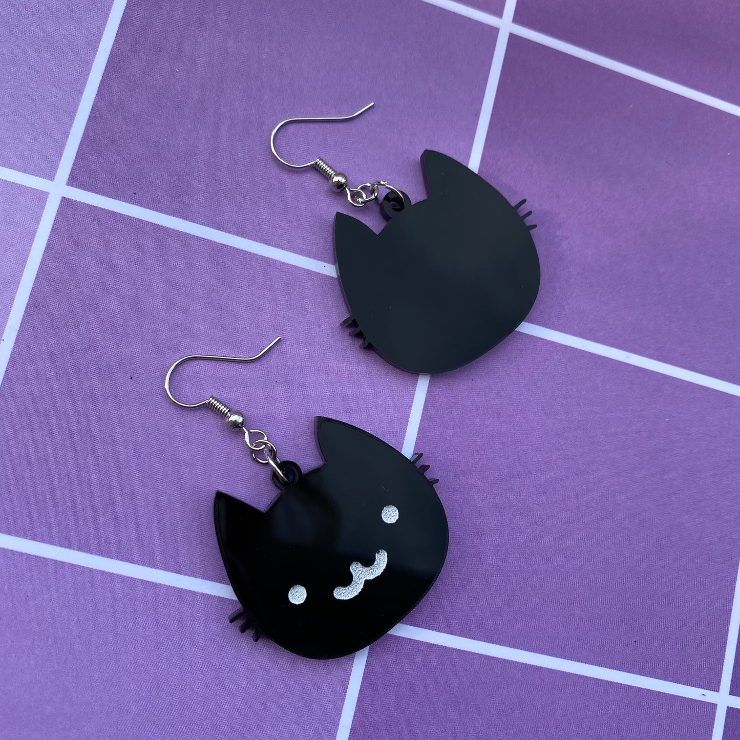 Black Cat :3 Acrylic Earrings