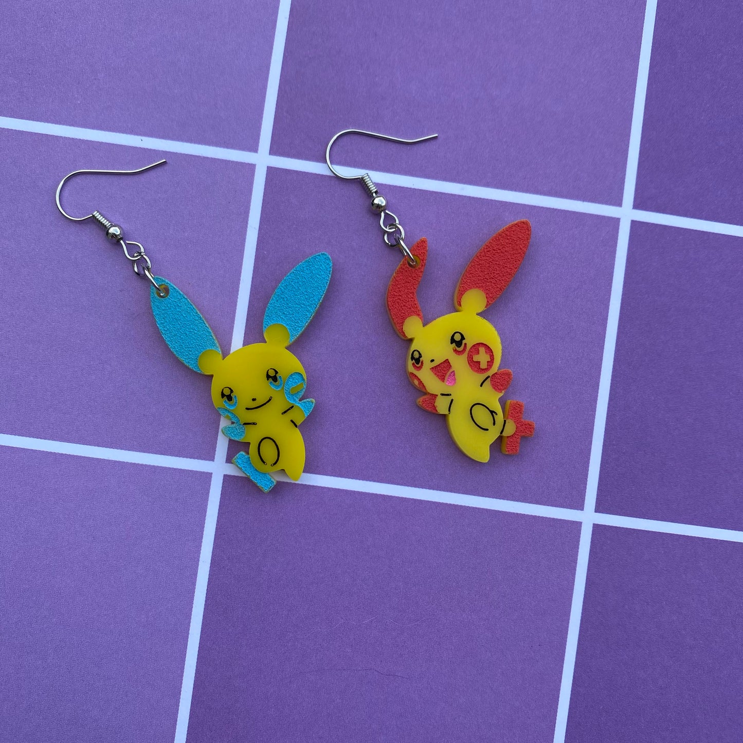 Plusle and Minun Acrylic Earrings