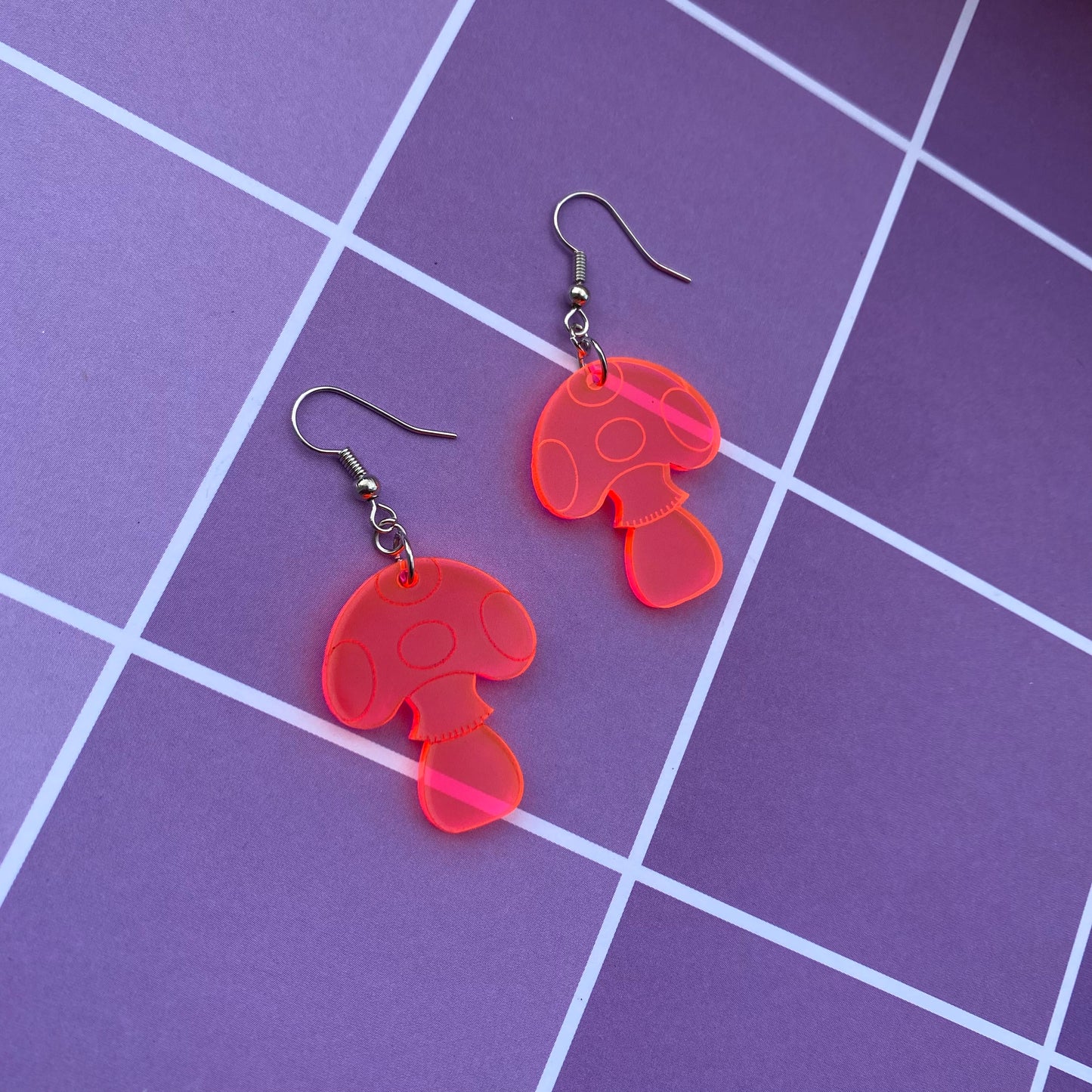 Neon Mushroom Acrylic Earrings