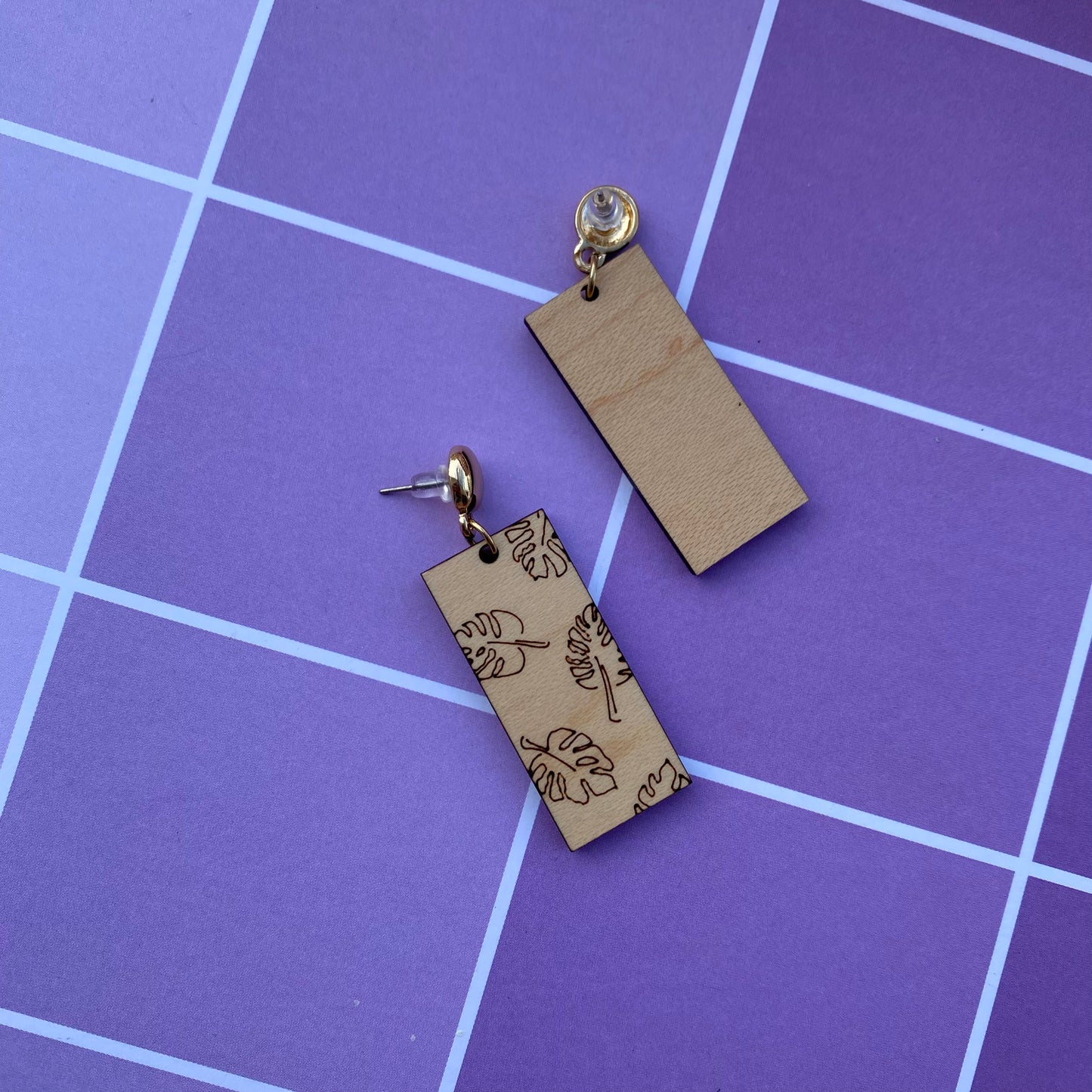 Falling Leaves Wood and Acrylic Earrings