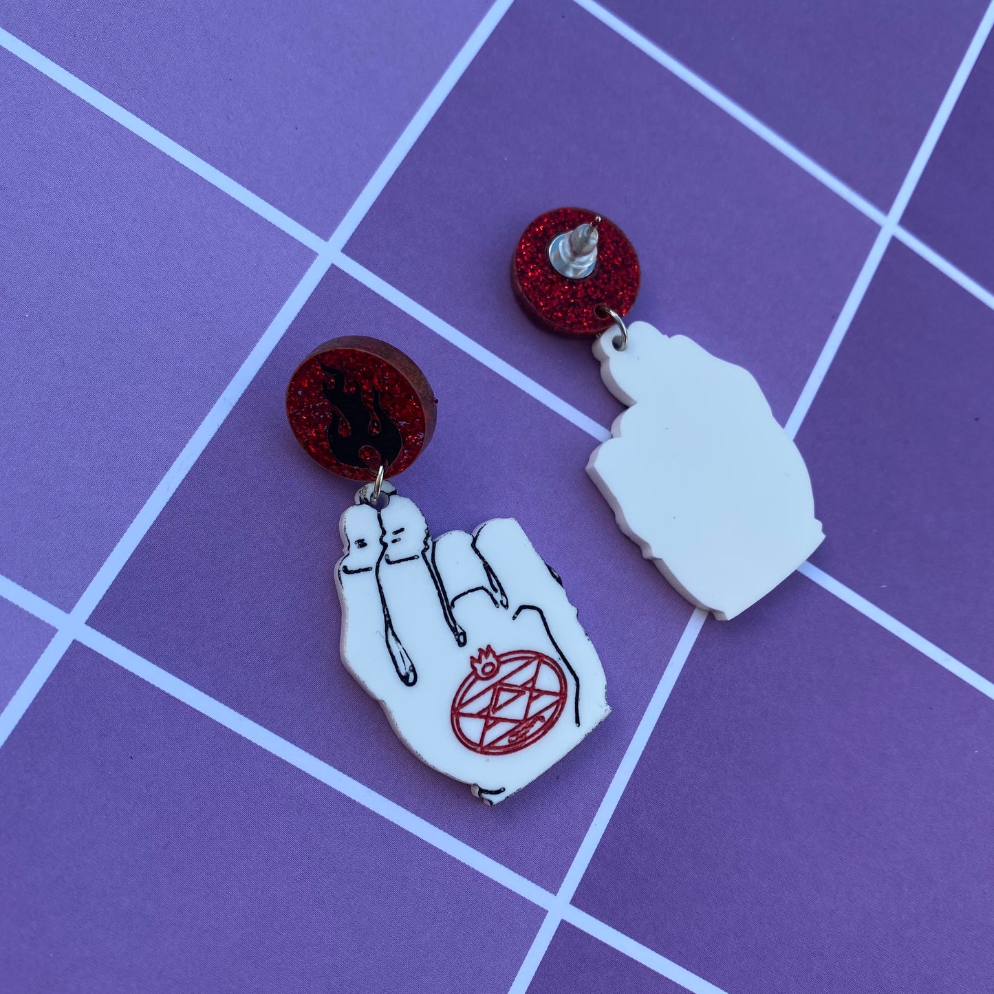 Glove of the Flame Alchemist Stud Earrings