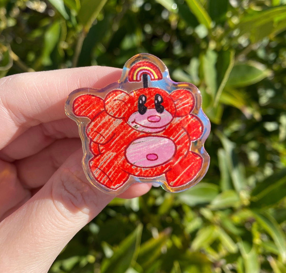 Rainbow Monkey Iridescent Acrylic Pin