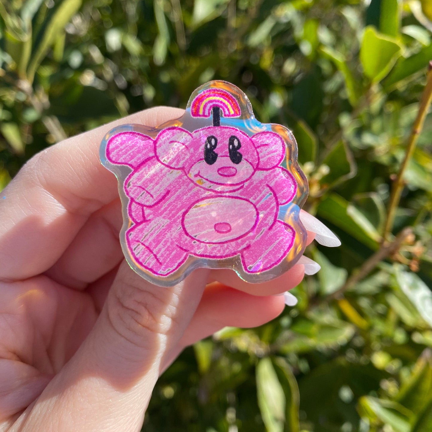 Rainbow Monkey Iridescent Acrylic Pin