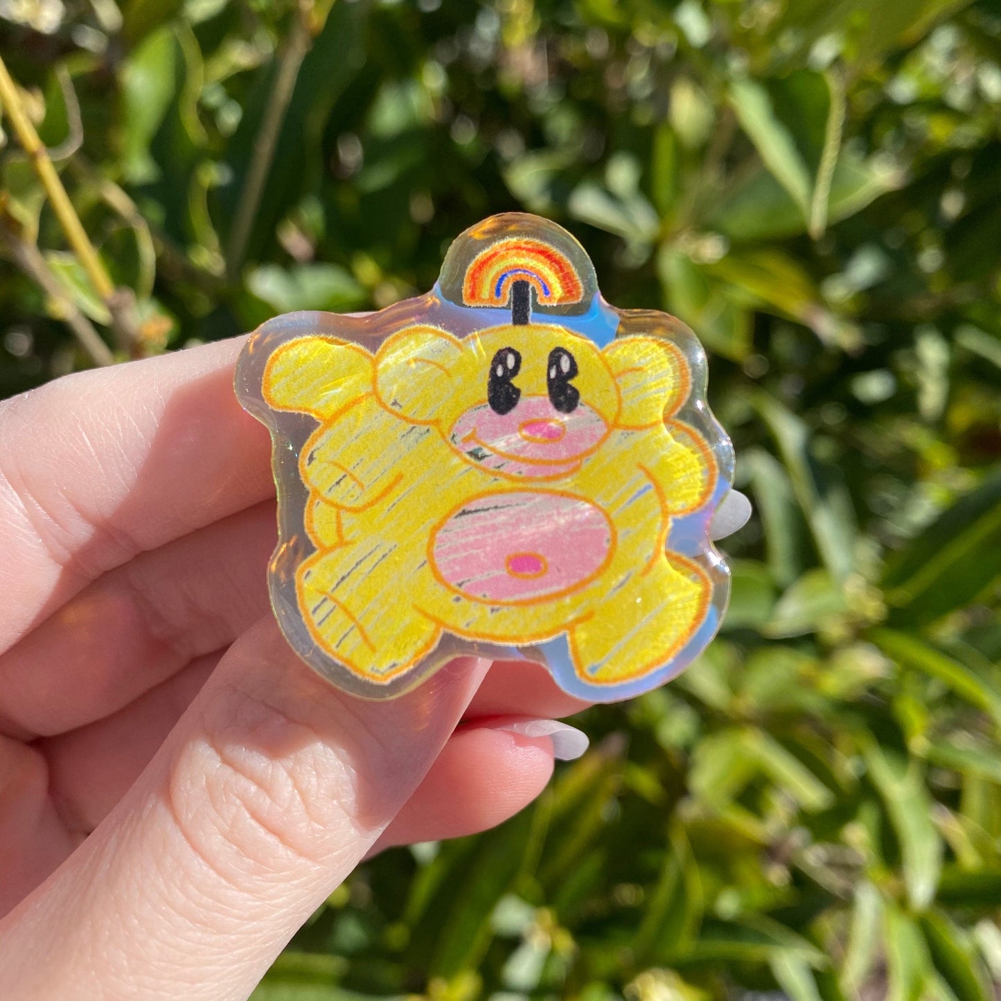 Rainbow Monkey Iridescent Acrylic Pin