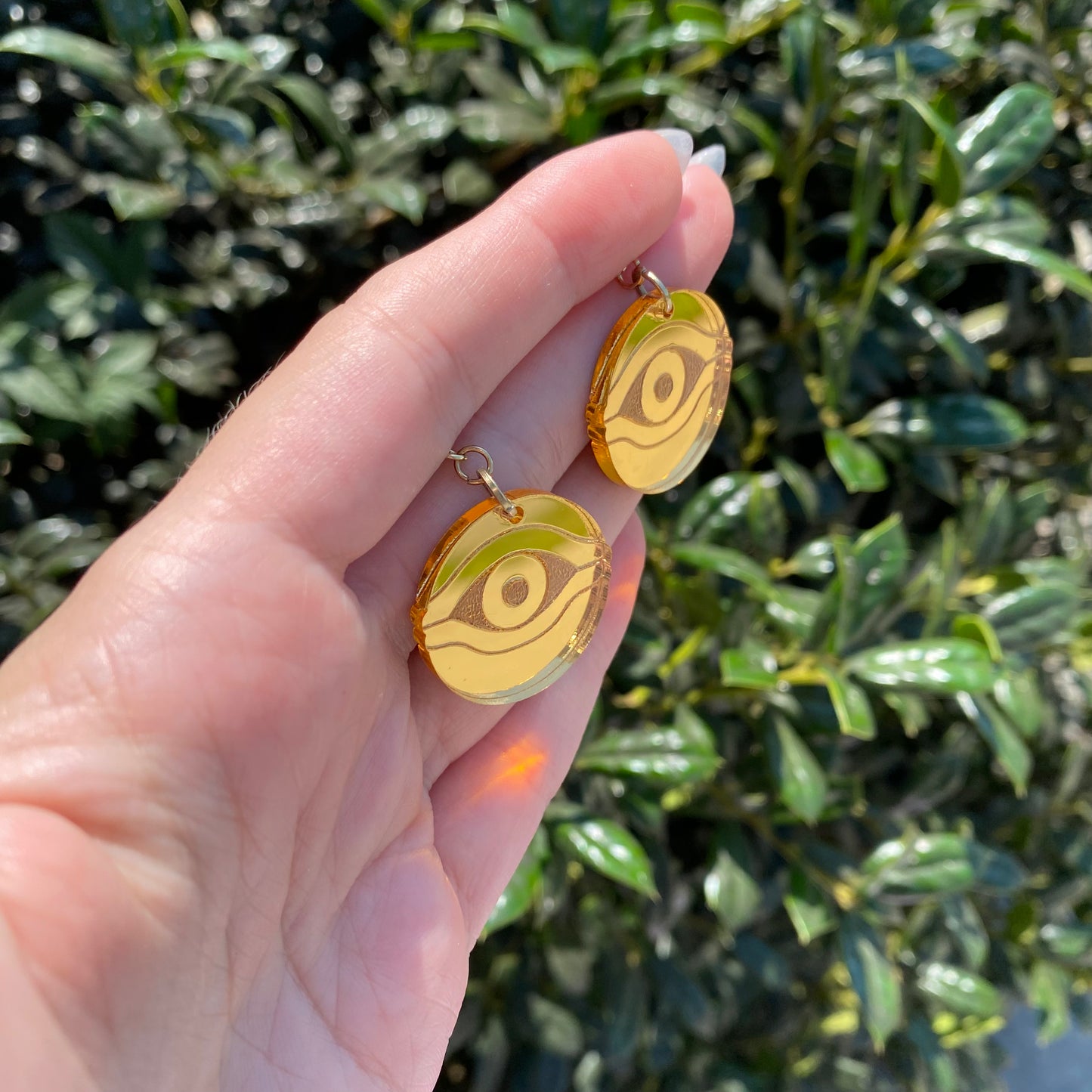 Millennium Eye Gold Mirror Acrylic Earrings