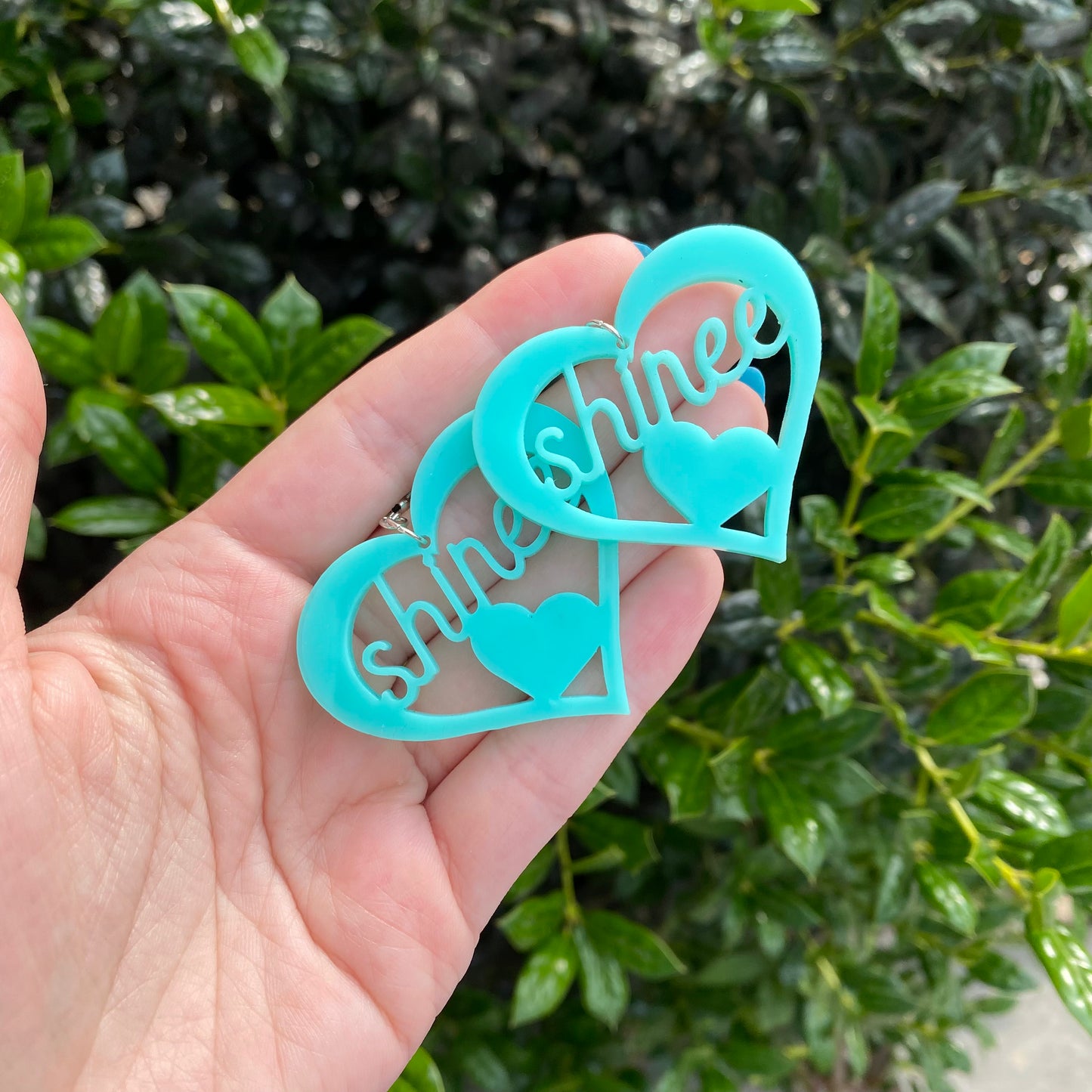 SHINee Teal Heart Acrylic Earrings