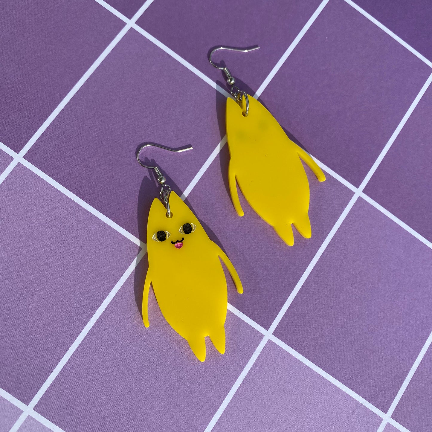 Yellow Cat Father Acrylic Earrings