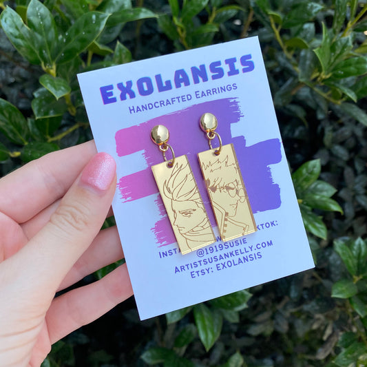 TriStamp Vash/Knives Gold Mirror Earrings