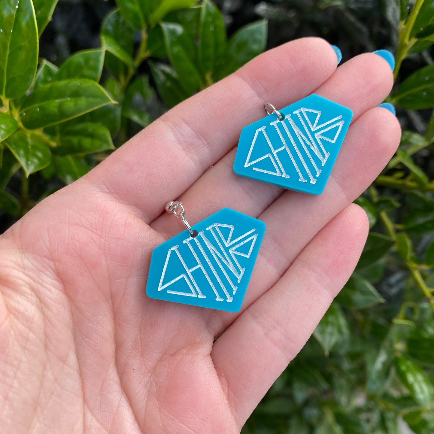 SHINee Teal Diamond Acrylic Earrings