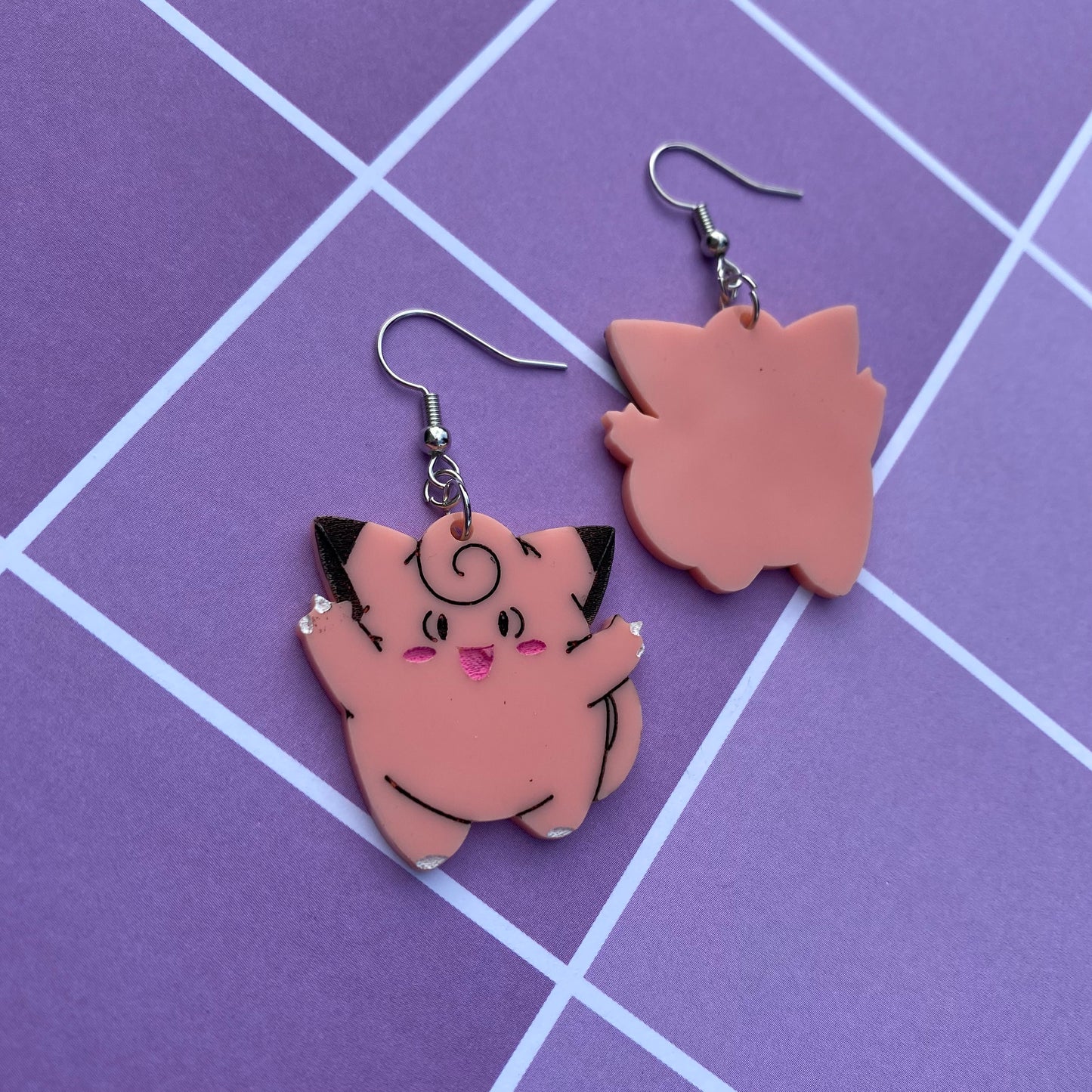 Clefairy Acrylic Earrings