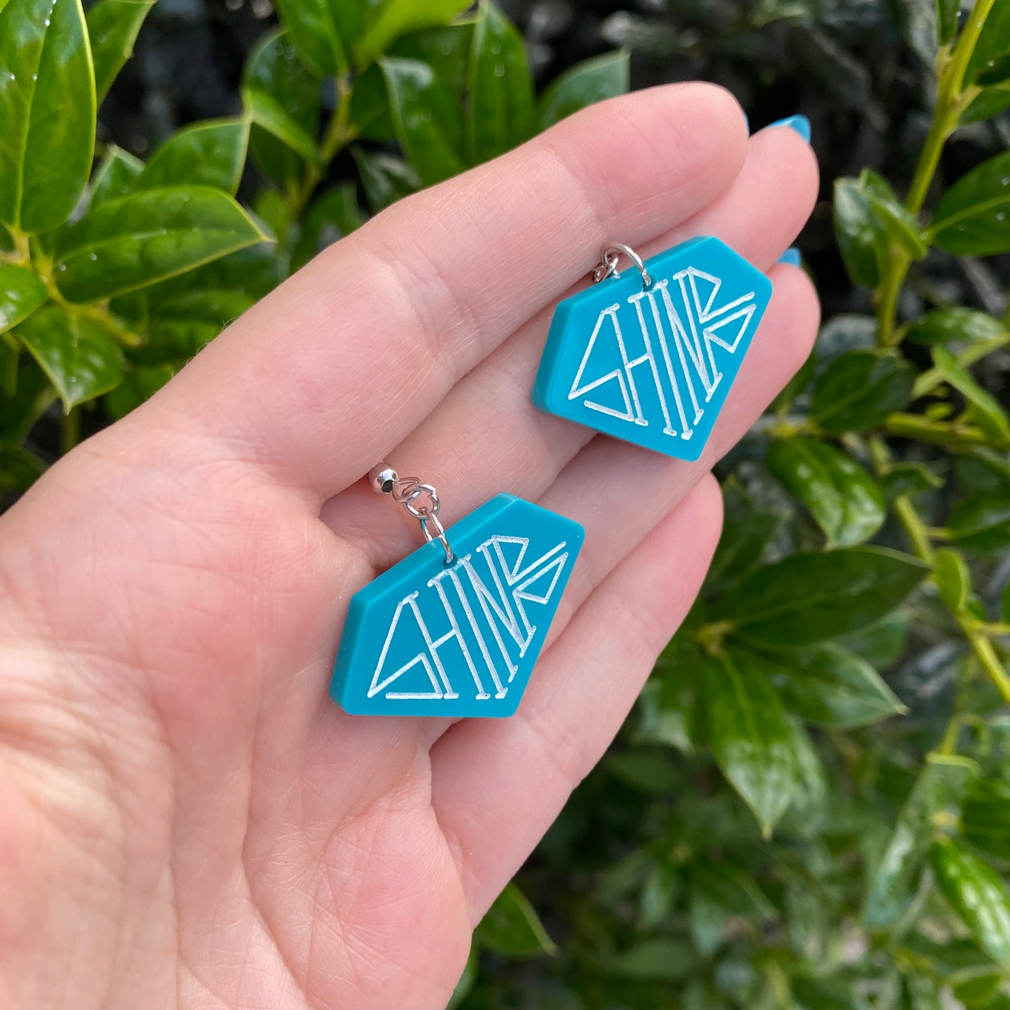 SHINee Teal Diamond Acrylic Earrings