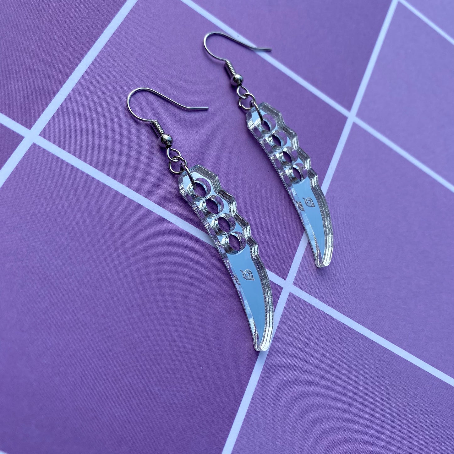 Ninja Knuckle Knife Mirror Backed Earrings