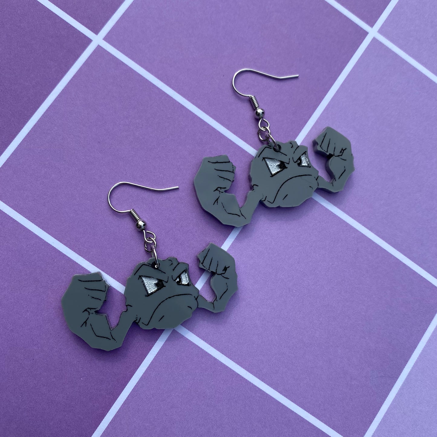 Geodude Acrylic Earrings