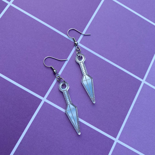 Ninja Knife Mirrored Earrings