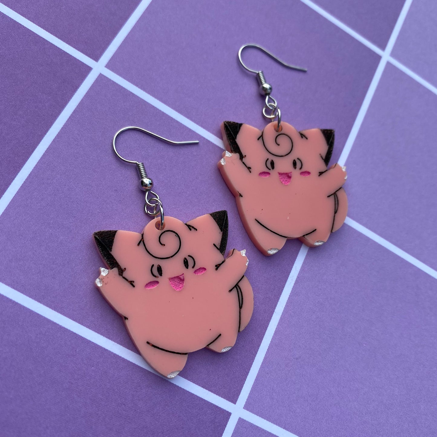 Clefairy Acrylic Earrings