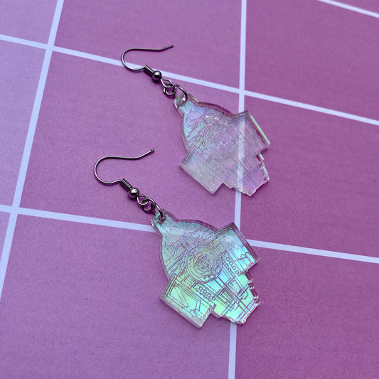 Iridescent Cloaked Defiant Acrylic Earrings