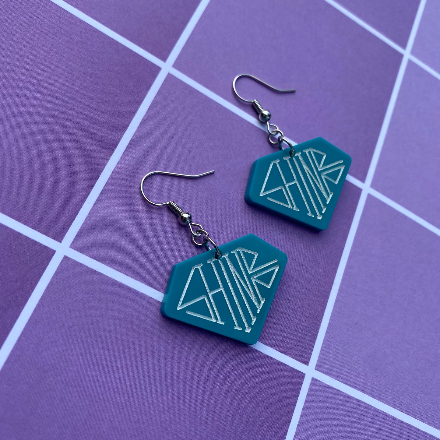 SHINee Teal Diamond Acrylic Earrings