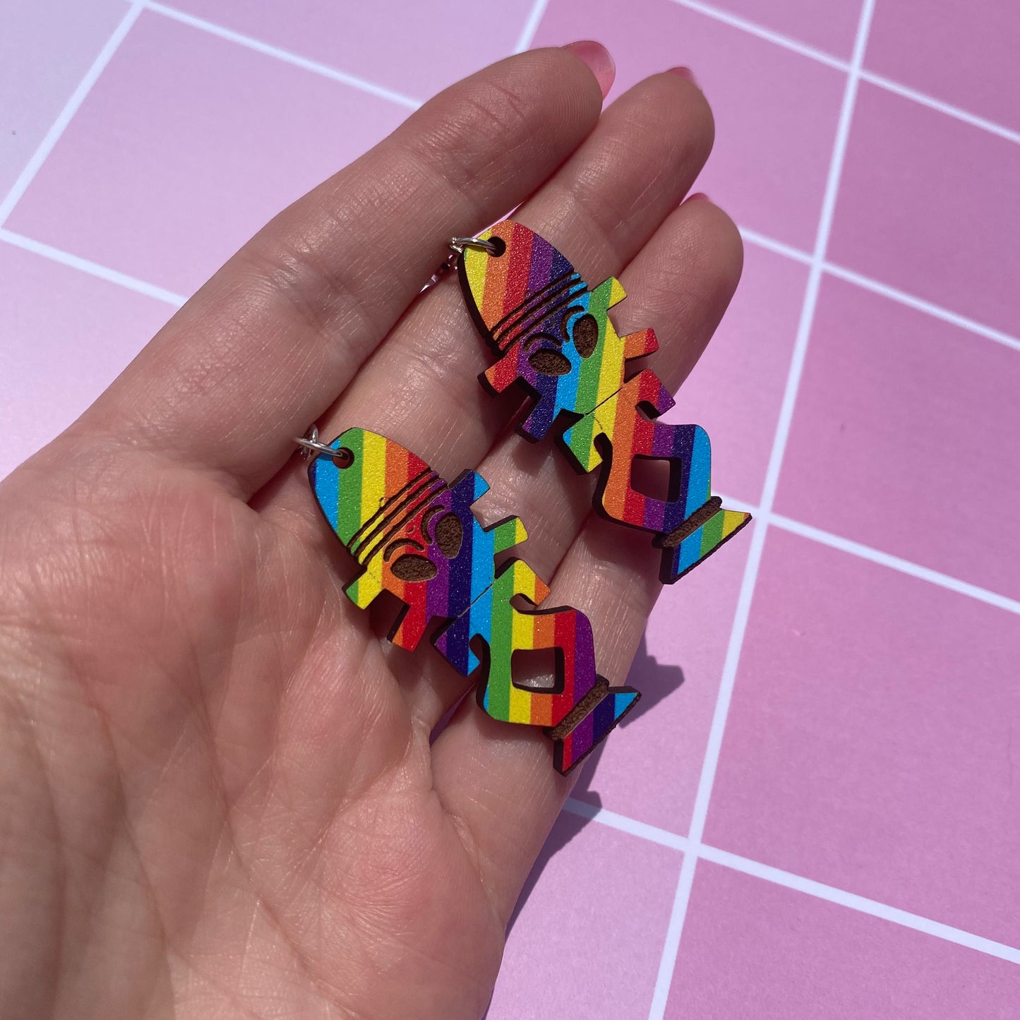 Rainbow Horga’hn Wood Earrings