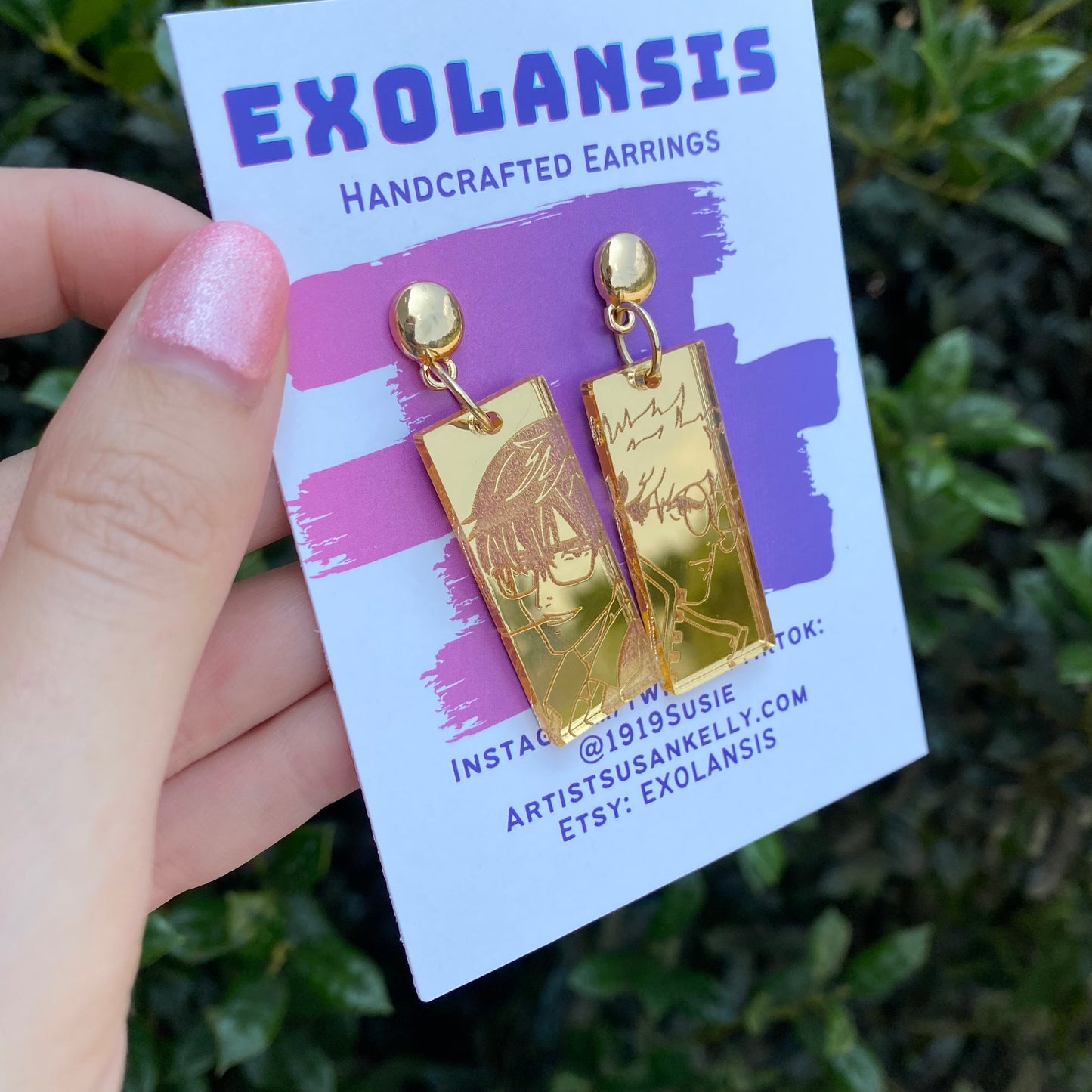 TriStamp VashWood Gold Mirror Earrings