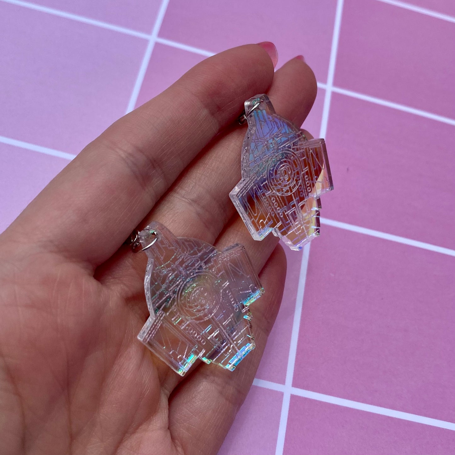 Iridescent Cloaked Defiant Acrylic Earrings