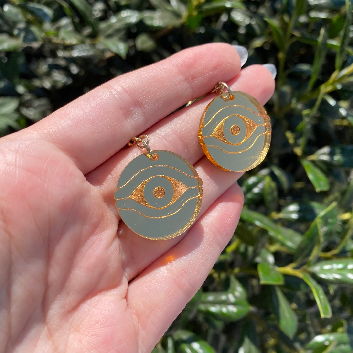 Millennium Eye Gold Mirror Acrylic Earrings