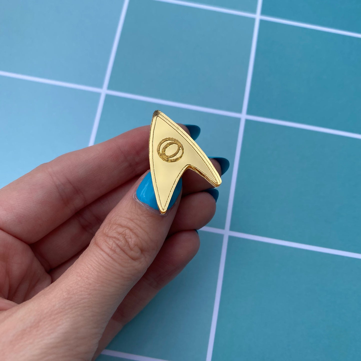Gold Mirror TOS Acrylic Badge