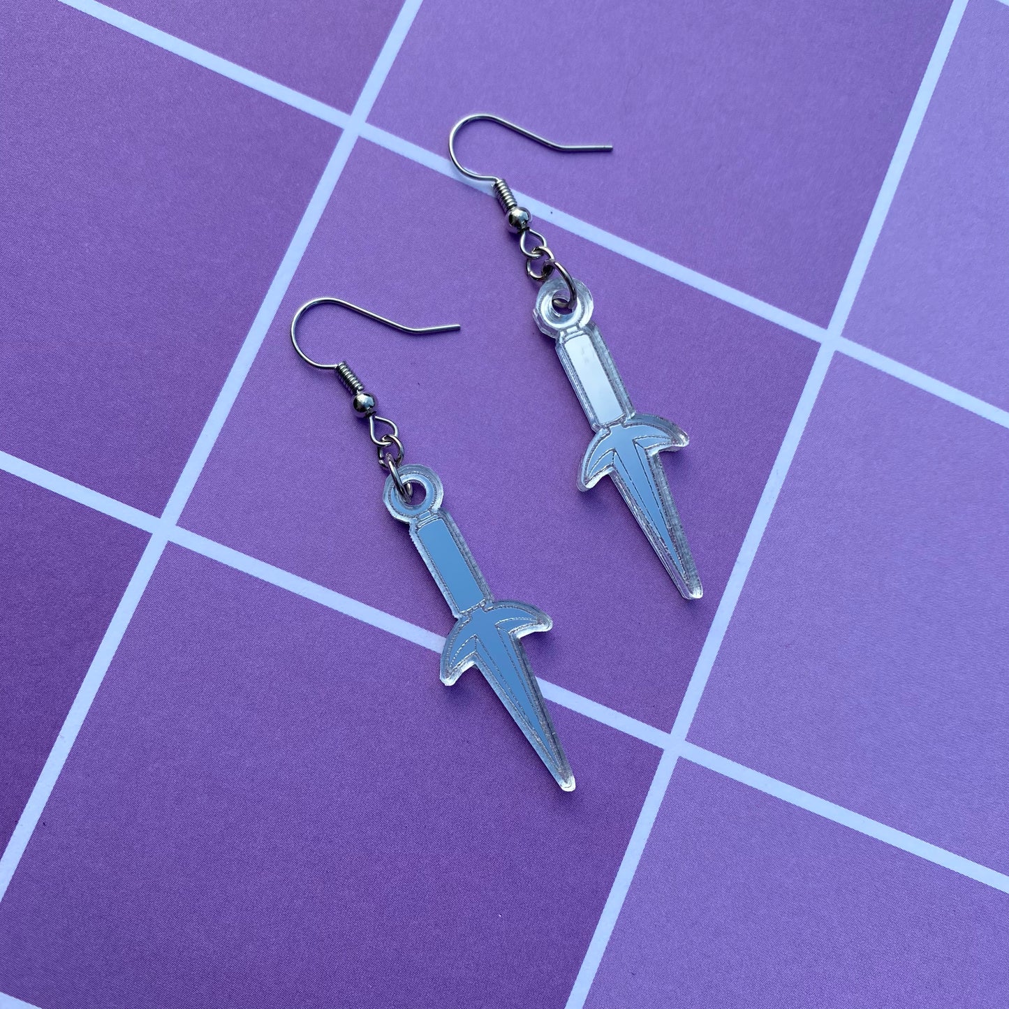 Fourth Version Ninja Knife Mirror Backed Earrings