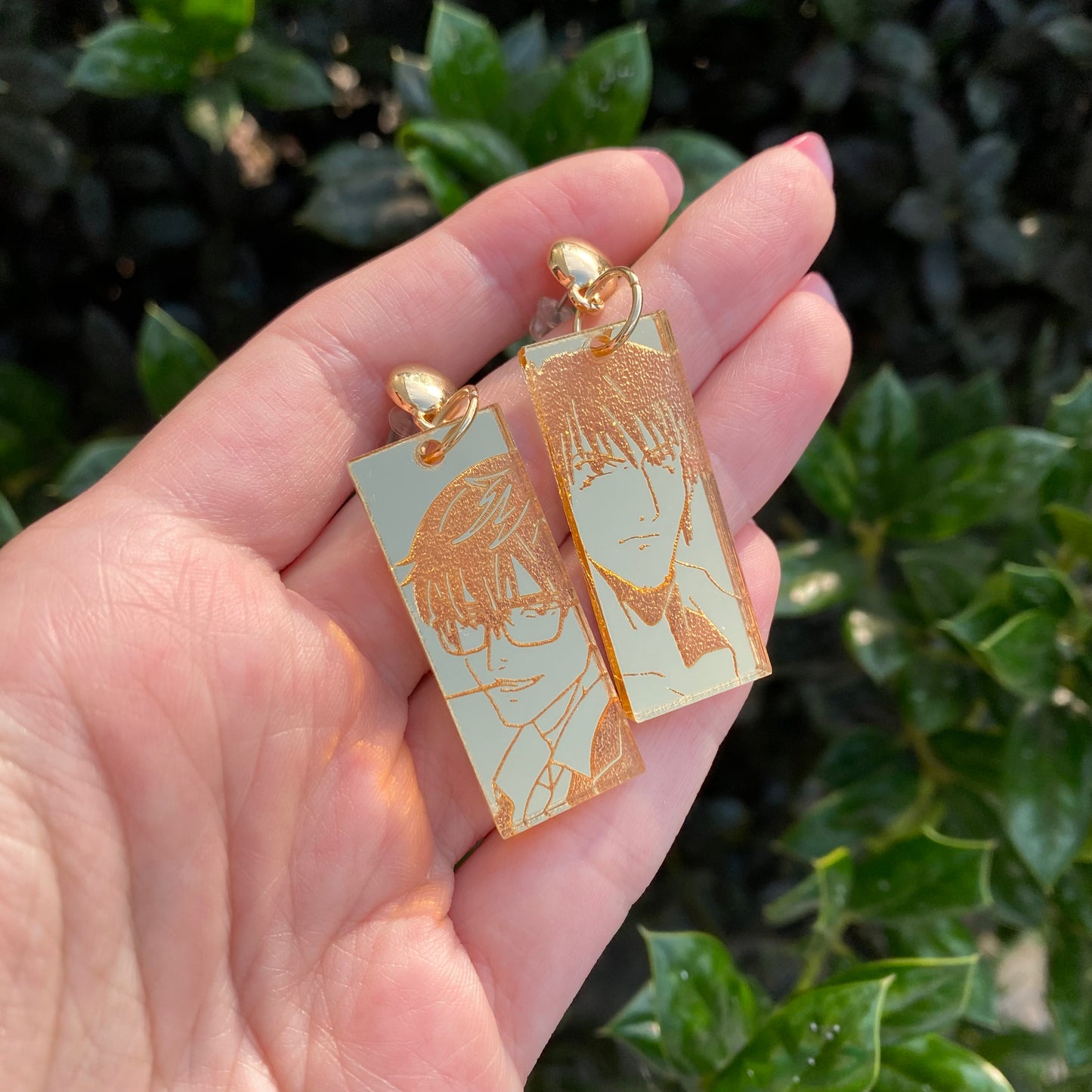 Trigun Original and TriStamp Wolfwood Gold Mirror Earrings