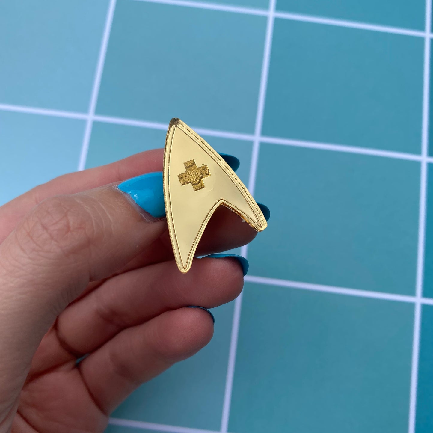 Gold Mirror TOS Acrylic Badge