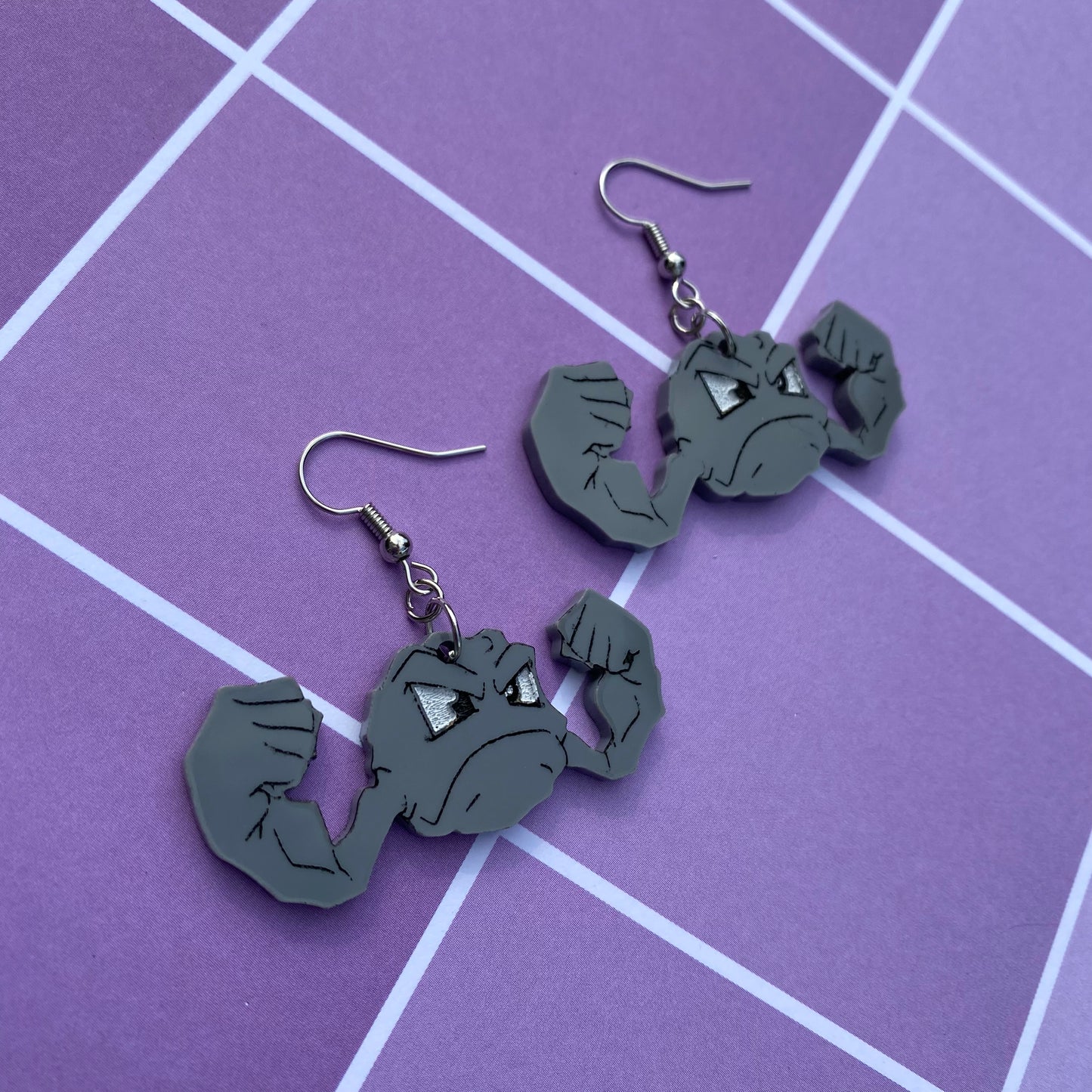 Geodude Acrylic Earrings