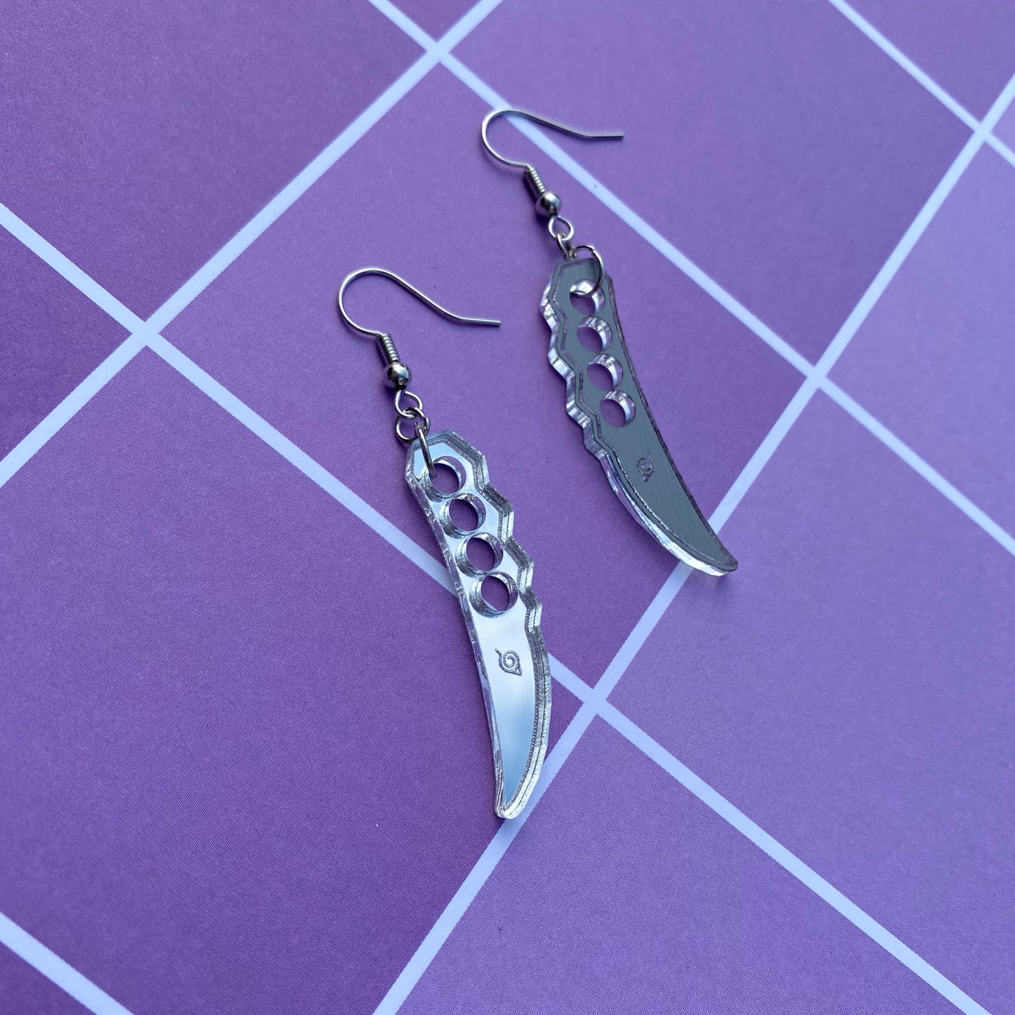 Ninja Knuckle Knife Mirror Backed Earrings