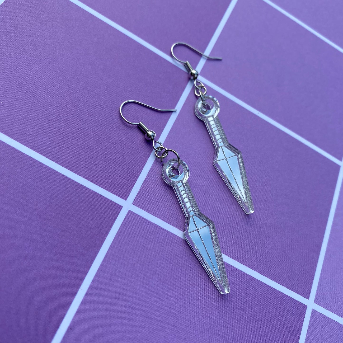 Ninja Knife Mirrored Earrings