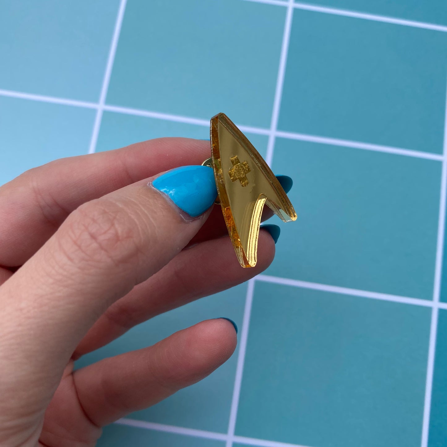 Gold Mirror TOS Acrylic Badge
