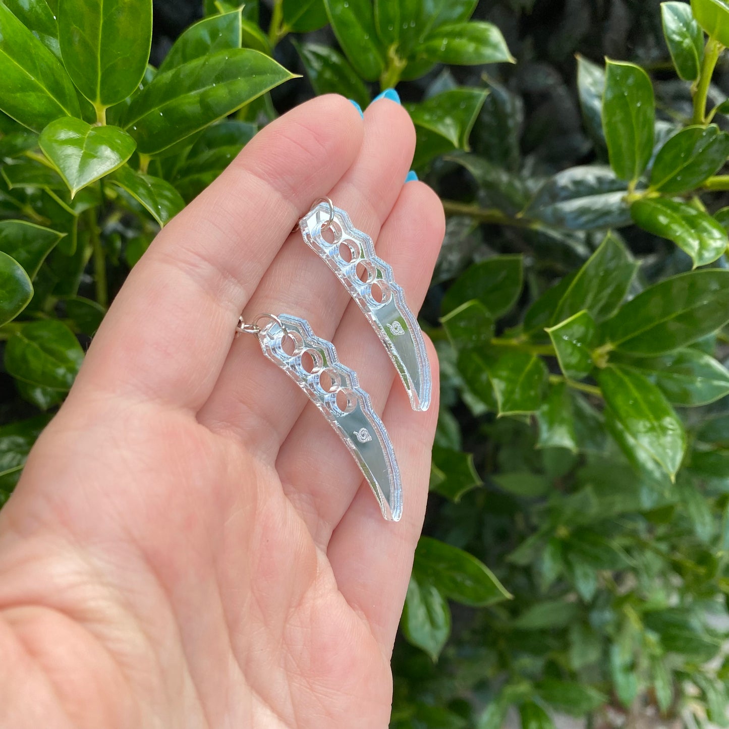 Ninja Knuckle Knife Mirror Backed Earrings