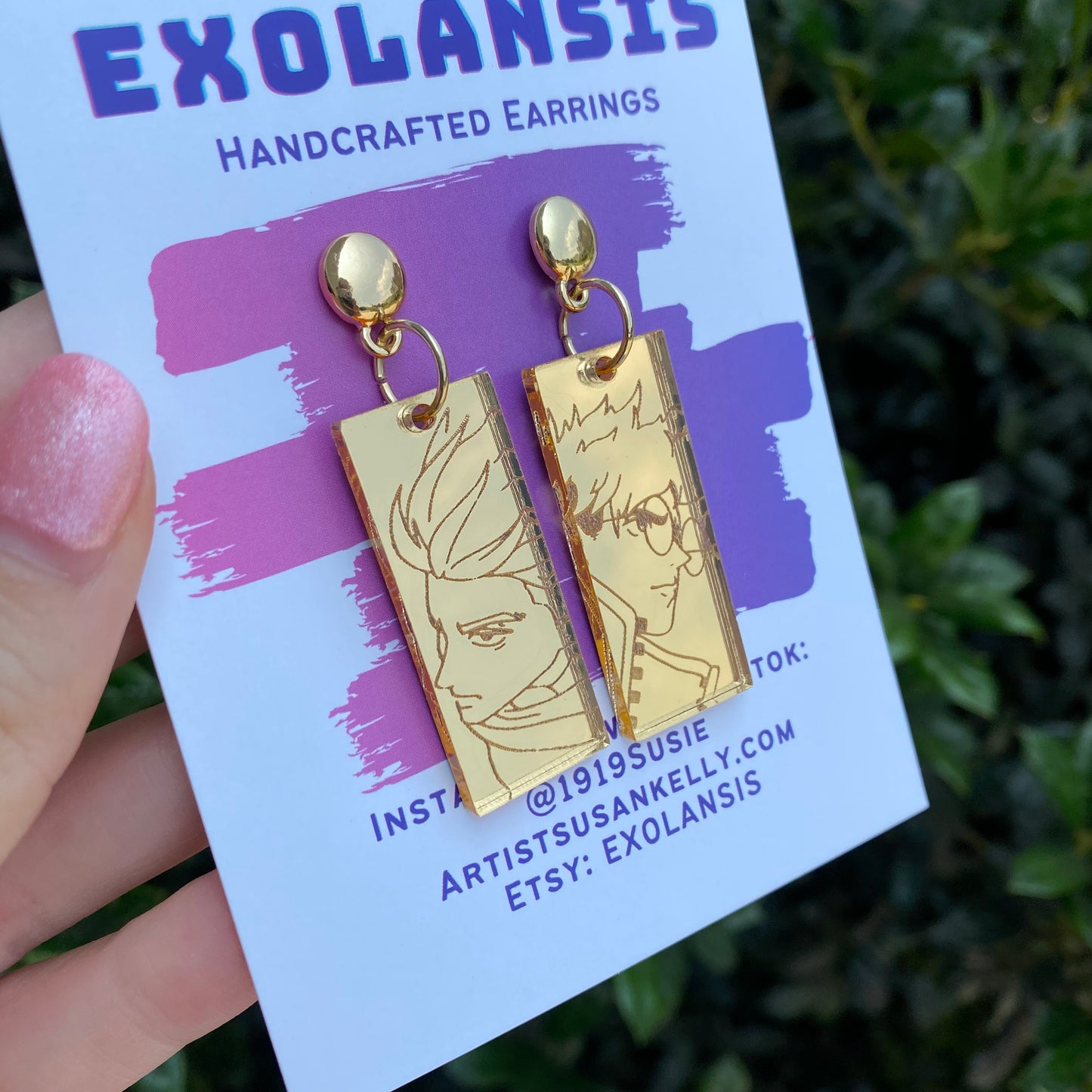 TriStamp Vash/Knives Gold Mirror Earrings