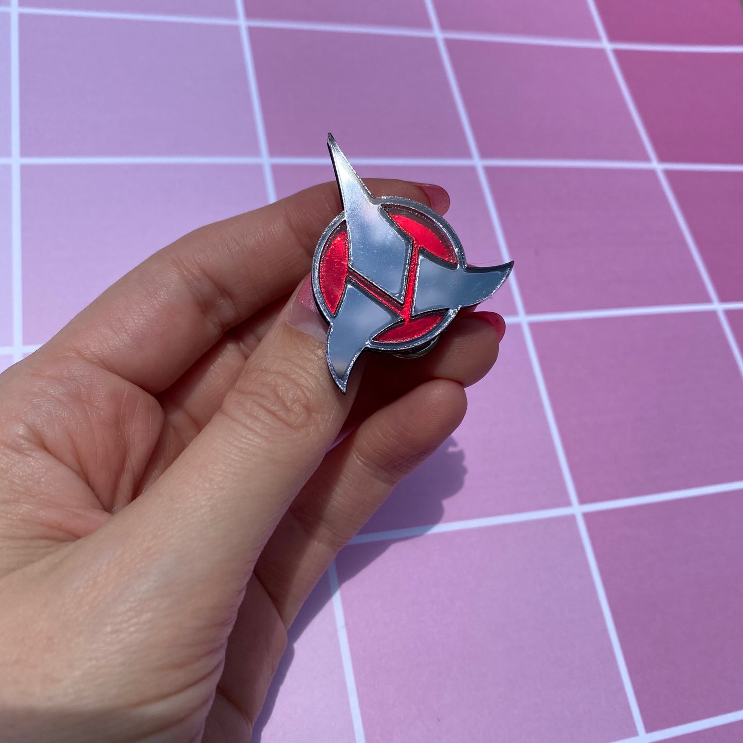 Klingon Mirrored Acrylic Pin