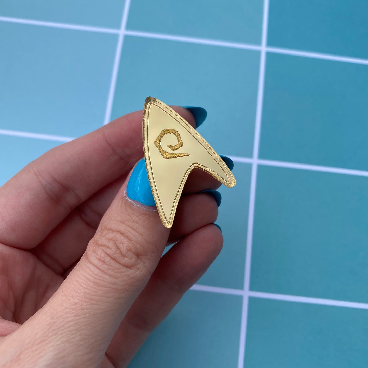 Gold Mirror TOS Acrylic Badge