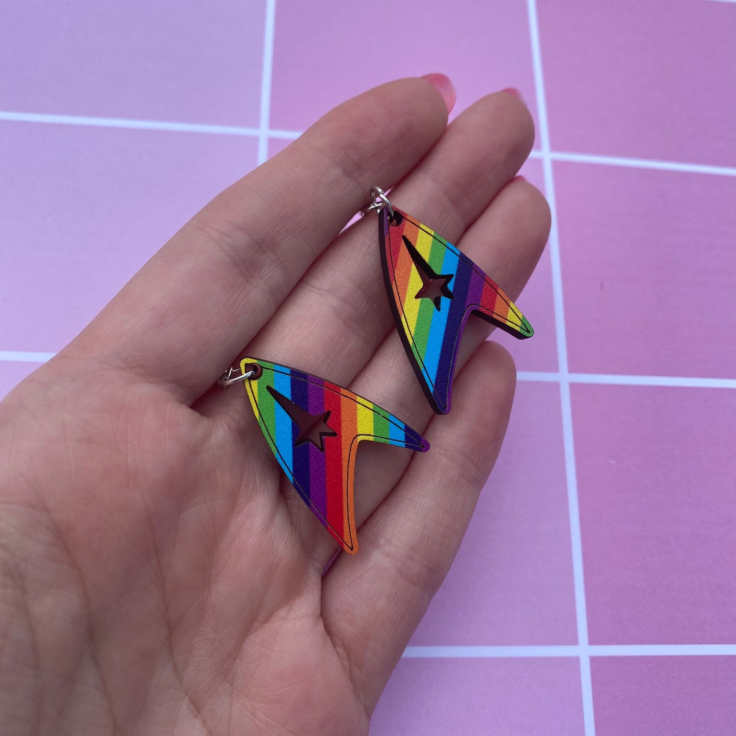 Rainbow Command Pride Wood Earrings