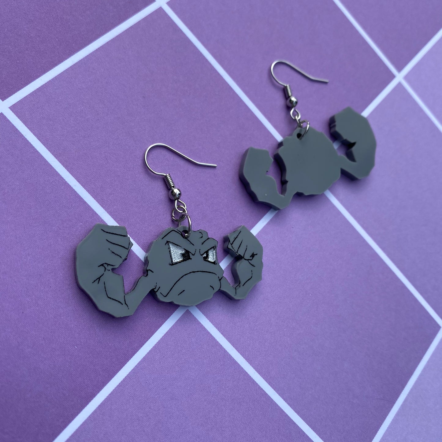 Geodude Acrylic Earrings