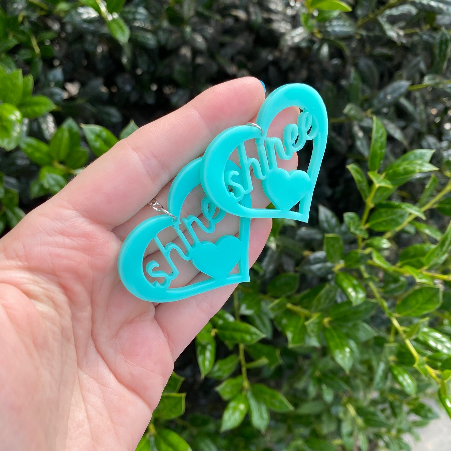 SHINee Teal Heart Acrylic Earrings
