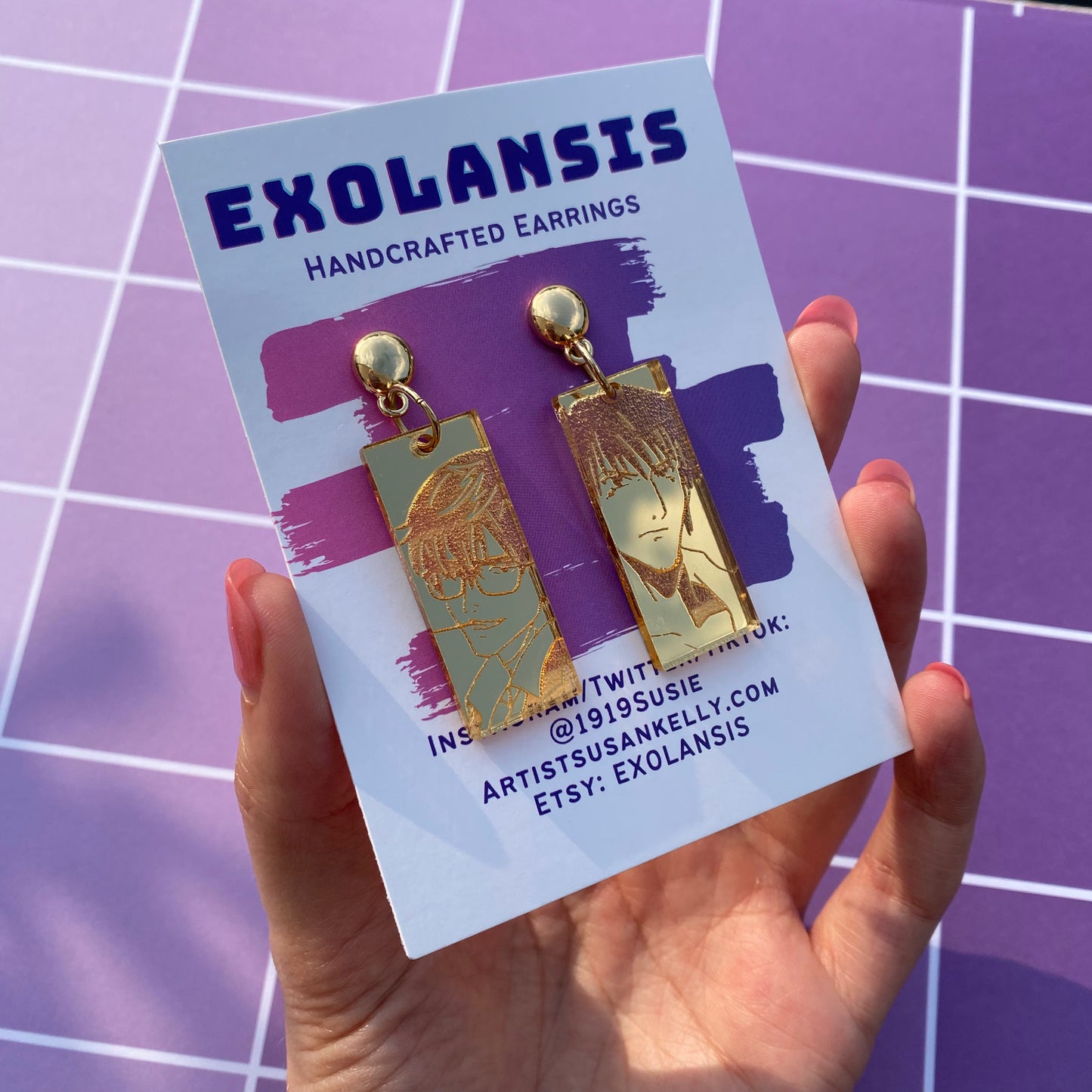 Trigun Original and TriStamp Wolfwood Gold Mirror Earrings