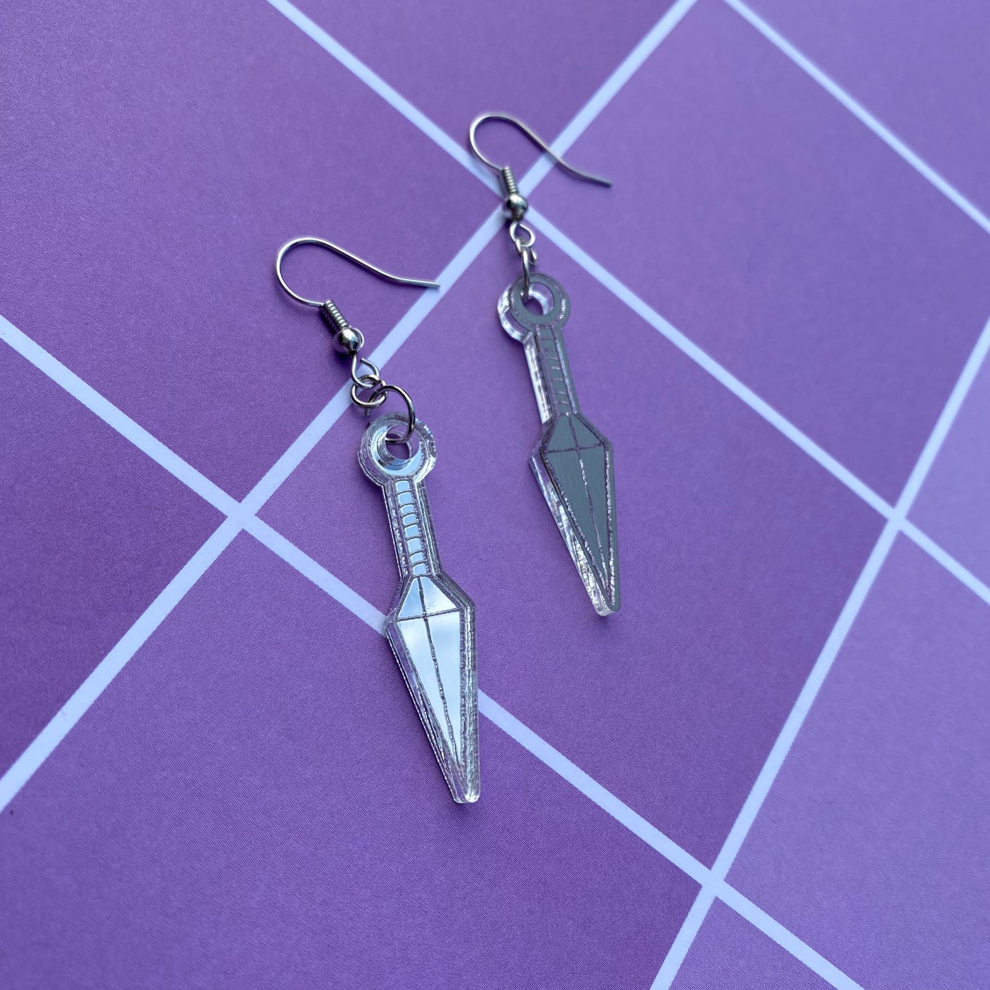 Ninja Knife Mirrored Earrings