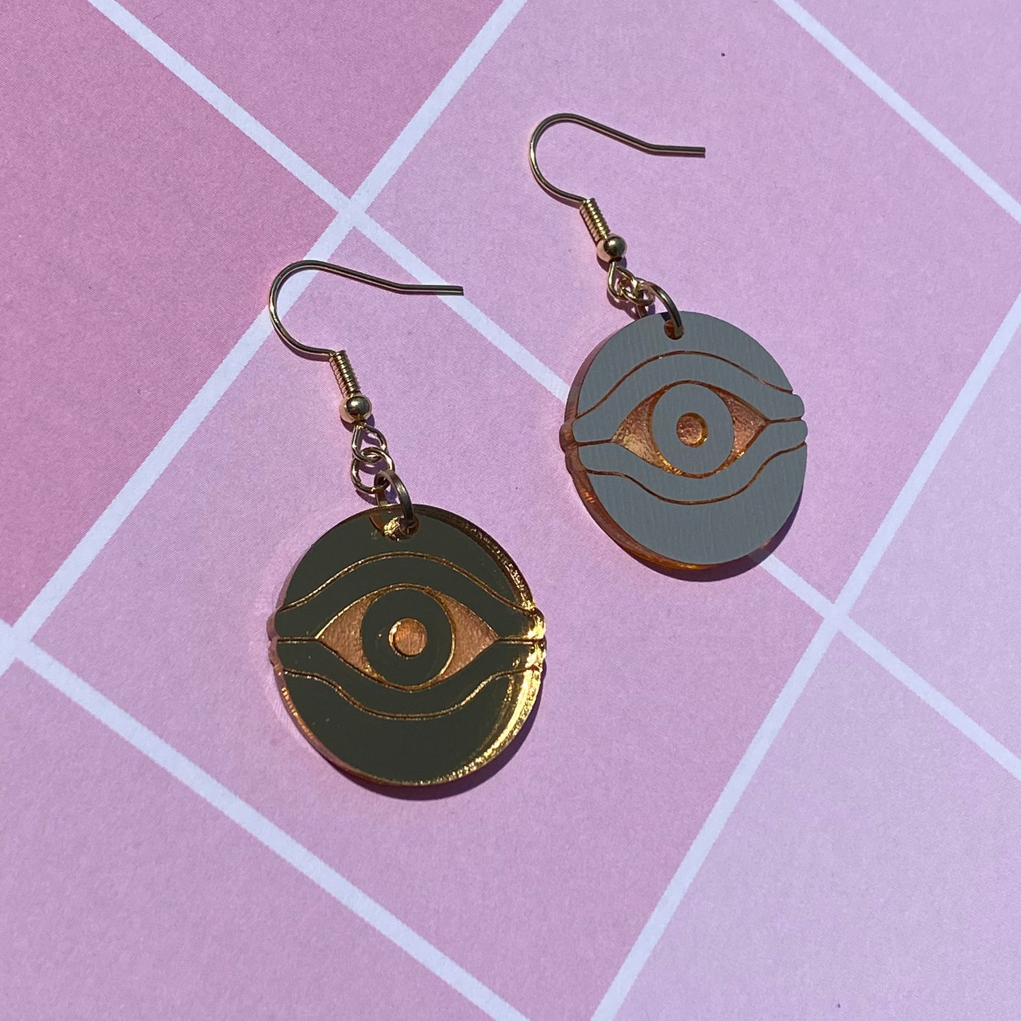 Millennium Eye Gold Mirror Acrylic Earrings