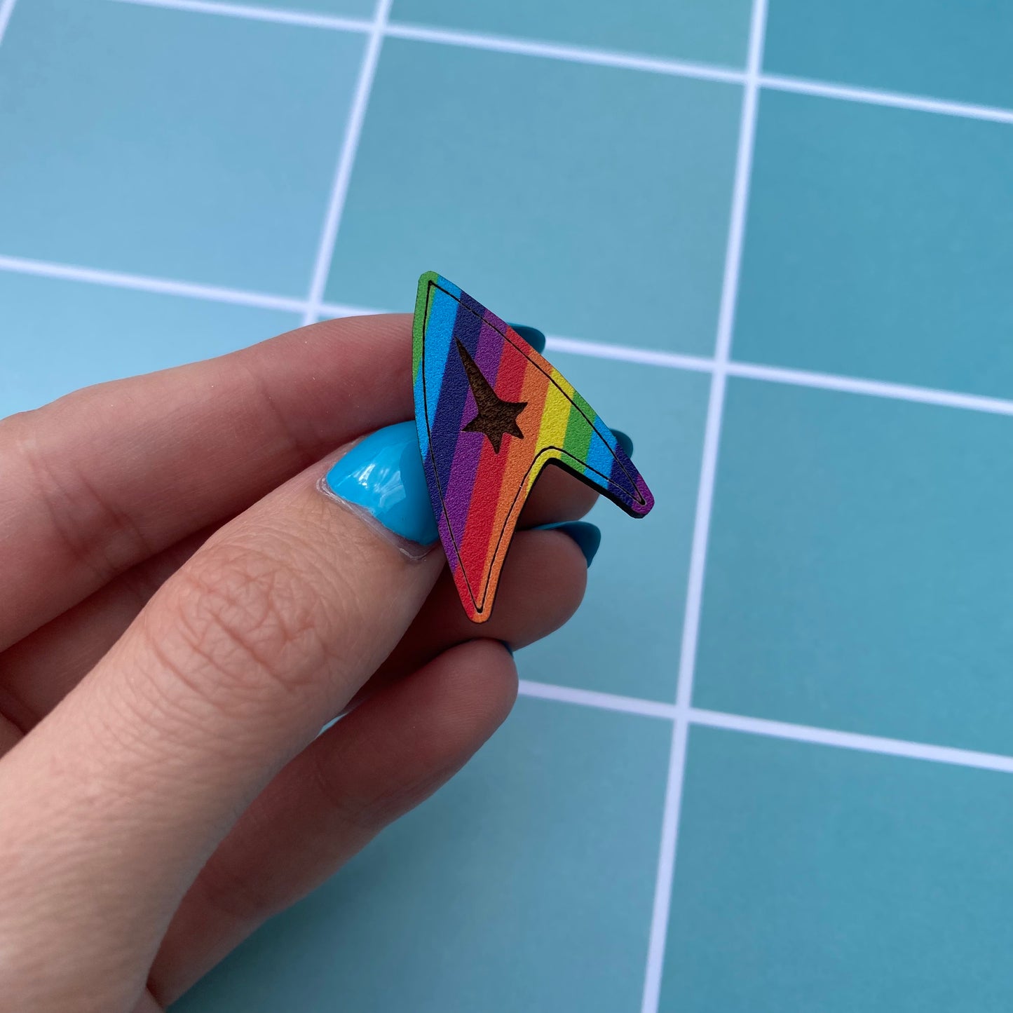 Rainbow TOS Wood Badge Pin