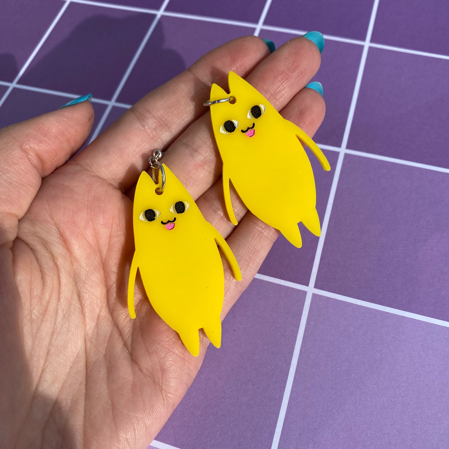 Yellow Cat Father Acrylic Earrings