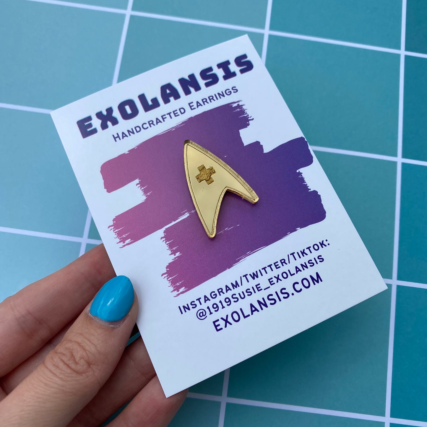 Gold Mirror TOS Acrylic Badge