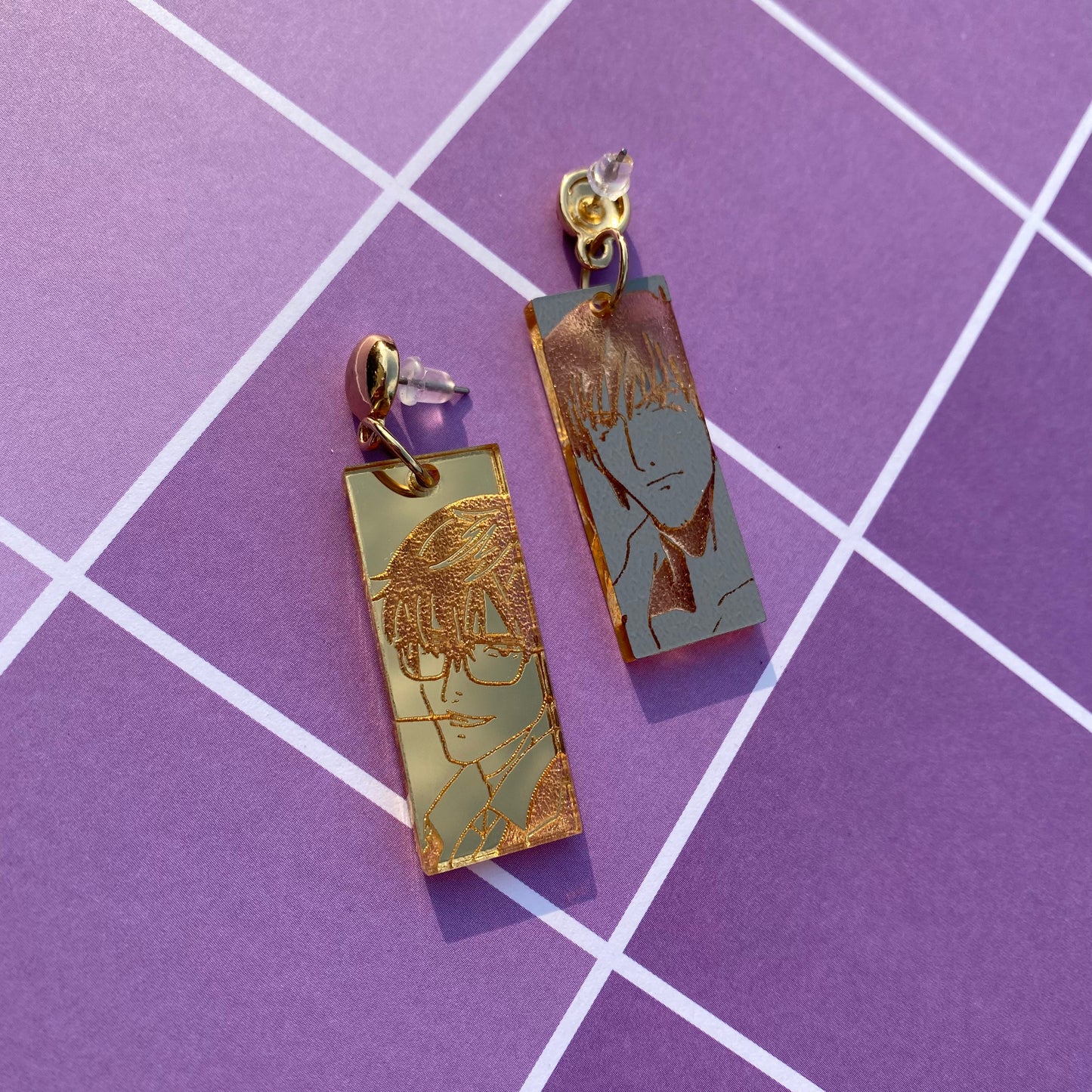 Trigun Original and TriStamp Wolfwood Gold Mirror Earrings
